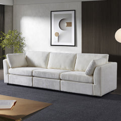 modular sofa white chenille fabric, simple and grand, the seat and back is very soft. this is also a KNOCK DOWN sofa