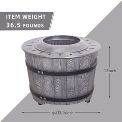 Smokeless Firepit for Wood Pellet or Twig Fuel, Wood Look