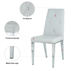 Light Grey PU Dining Chair with Electroplated Legs (Set of 2)