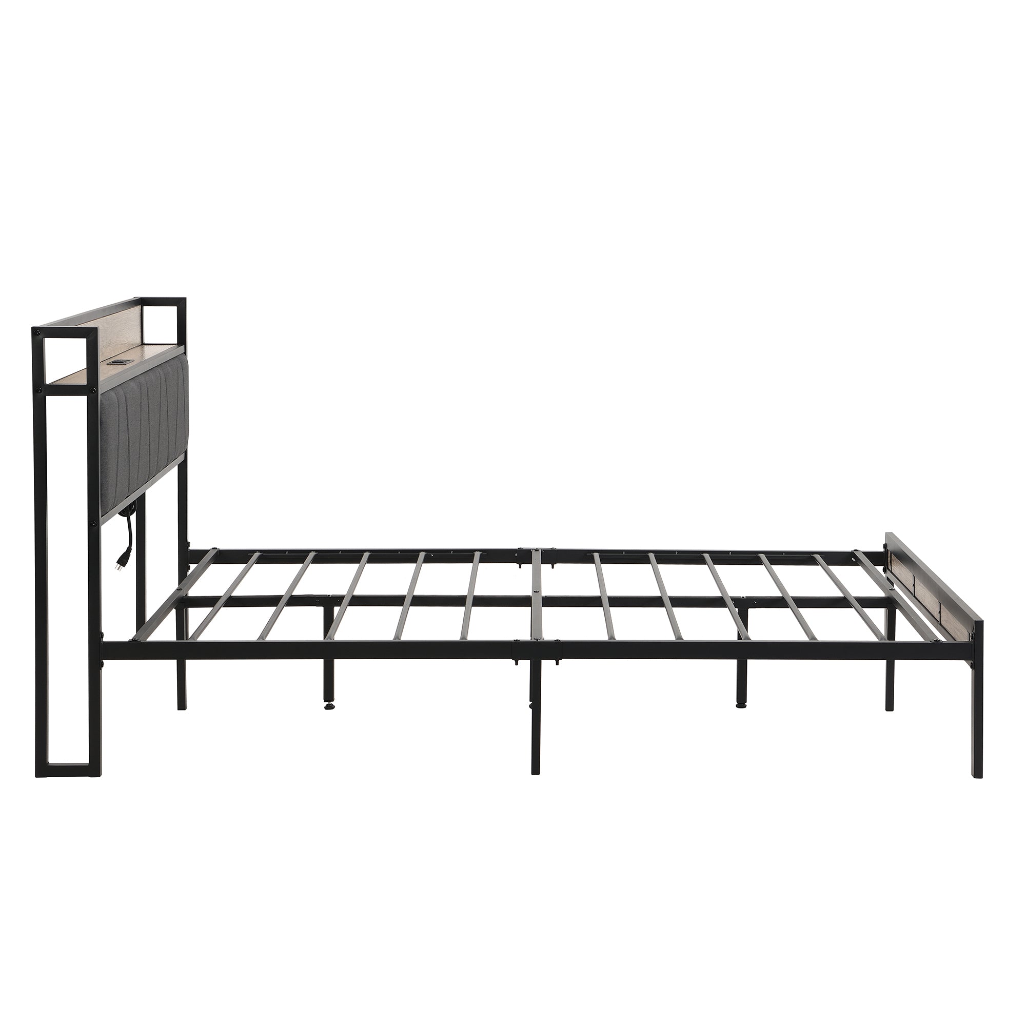 Queen  Size  Metal Platform Bed Frame with upholstery storage function Headboard   and USB LINER  and Footboard  , No Box Spring Needed, Large Under Bed Storage, Easy Assemble Queen  Size  Metal Platform Bed Frame with upholstery storage function Headboard   and USB LINER  and Footboard  , No Box Spring Needed, Large Under Bed Storage, Easy Assemble