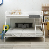 Twin-Over-Full Metal Bunk Bed with Guardrail, White
