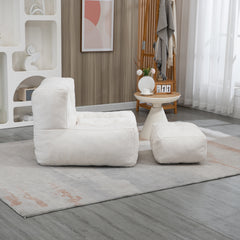 Fluffy bean bag chair, comfortable bean bag for adults and children, super soft lazy sofa chair with memory foam and ottoman, indoor modern focus bean bag chair for living room, bedroom, apartment