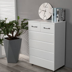 Modern White Cabinet with 6-Drawers for Storage - Minimalistic Design for All Your Home