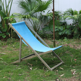 2-Piece Adjustable Wooden Beach Sling Chairs – Reclining & Portable