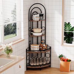 4-Tier Corner Bookshelf, Modern Metal Frame Plant Stand