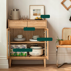 Elegant Oak Wood and Tempered Glass Cabinet for Stylish Home Storage H84Q04