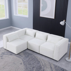 modular sofa BEIGE chenille fabric, simple and grand, the seat and back is very soft. this is also a KNOCK DOWN sofa