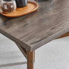 Dining Set for 2, Square Wooden Table with 2 Metal Chairs