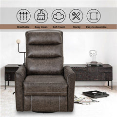 Swivel Rocker Recliner Chair, Manual Glider for Nursery – Brown