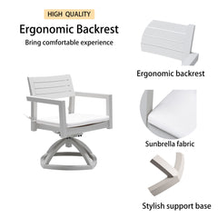 Outdoor Patio Aluminum Swivel Rocker Patio Chairs 2PCS with Sunbrella Cushions, Grayish