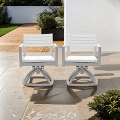 Outdoor Patio Aluminum Swivel Rocker Patio Chairs 2PCS with Sunbrella Cushions, Grayish