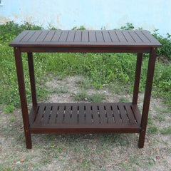 Wooden Workstation for Garden Balcony Garage Rack, Acacia Console Table Brown