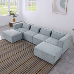 modular sofa Grayish blue chenille fabric, simple and grand, the seat and back is very soft. this is also a KNOCK DOWN sofa