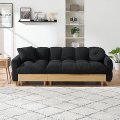 84.64 inches black three-person sofa lift sofa bed with locker sofa bed, sofa soft and comfortable, suitable for bedroom, living room