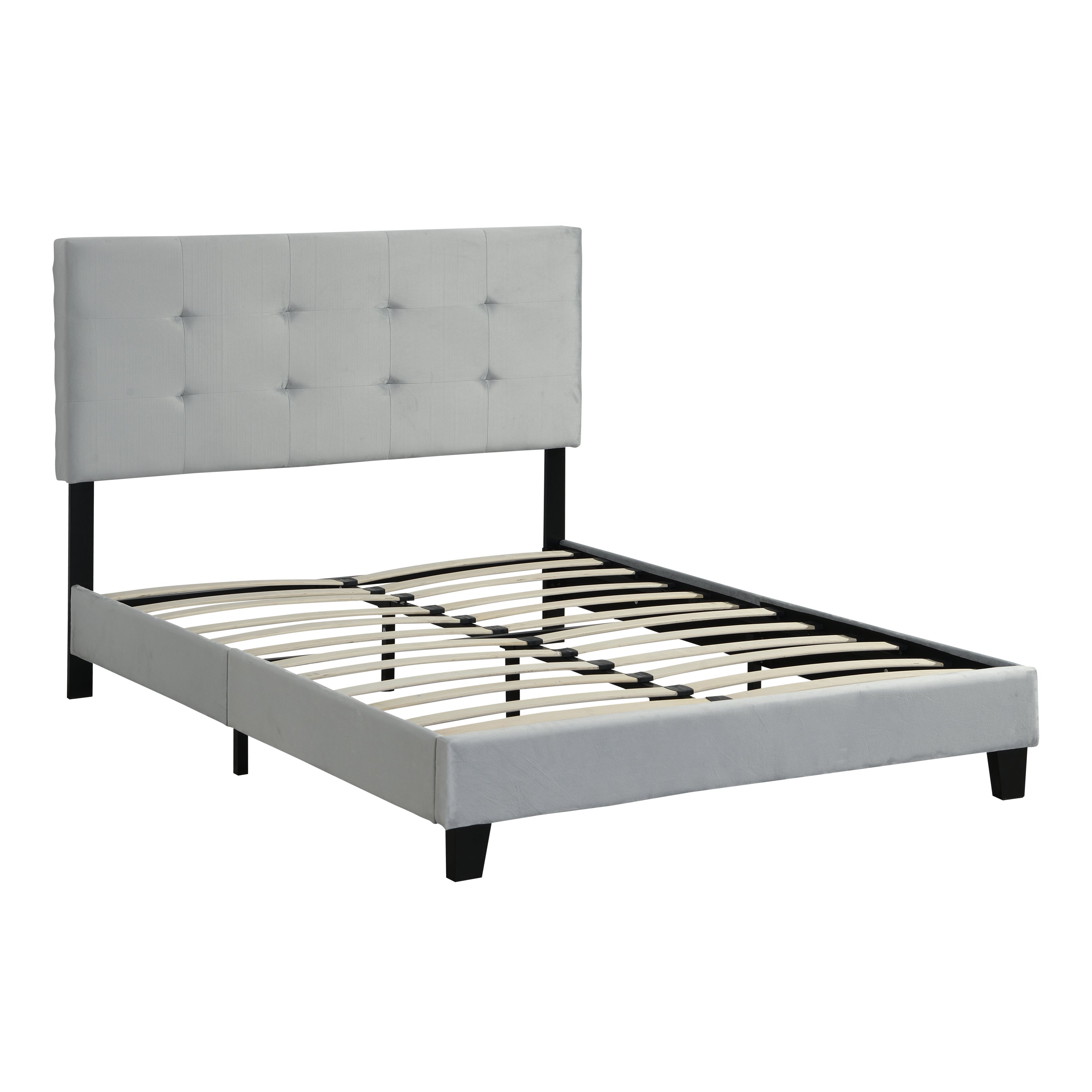Full Size Upholstered  Platform Bed Frame with  pull point Tufted Headboard, Strong Wood Slat Support, Mattress Foundation, No Box Spring Needed, Easy Assembly,  Gray Full Size Upholstered  Platform Bed Frame with  pull point Tufted Headboard, Strong Wood Slat Support, Mattress Foundation, No Box Spring Needed, Easy Assembly,  Gray