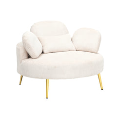 61 inches beige comfortable seat, small sofa with small end table, suitable for lunch break casual afternoon tea time seat, suitable for small apartment, bedroom, space balcony small sofa