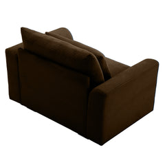Brown Corduroy Deep Seat Single Sofa Accent Chair,Deep Seat Couch with Waist Pillow for Living Room