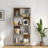 4-Tier Industrial Bookshelf, Asymmetrical Display Shelf