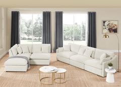 6-Seats Modular L-Shaped Sectional Sofa with Ottoman,10 Pillows, Oversized Upholstered Couch w/Removabled Down-Filled Seat Cushion for Living Room, Chenille Beige