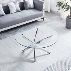 Modern Round Tempered Glass Coffee Table with Chrome Legs – Sleek & Elegant