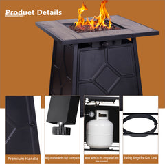 40,000 BTU Propane Fire Pit Table with Steel Lid & Weather Cover, Outdoor Patio