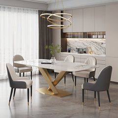 Luxurious Marble Dining Table - Durable Rectangular Design with Steel Pedestal jh-067