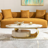 0.47" Sintered Stone Coffee Table with 2 Drawers, Gold Base