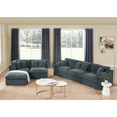 6-Seats Modular L-Shaped Sectional Sofa with Ottoman,10 Pillows, Oversized Upholstered Couch w/Removabled Down-Filled Seat Cushion for Living Room, Chenille Grey