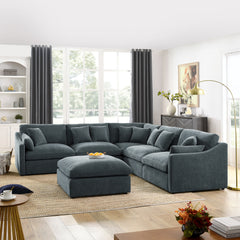 6-Seats Modular L-Shaped Sectional Sofa with Ottoman,10 Pillows, Oversized Upholstered Couch w/Removabled Down-Filled Seat Cushion for Living Room, Chenille Grey