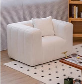 Luxury Off White Faux Lambswool Sofa with Silicon Fill and Wood Accents fsmy-448