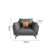 Luxurious Dark Brown Gray Sofa with Solid Wood Frame - Orange and Latex Faux Leather Upholstery fsj-1027