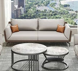 Luxurious Dark Brown Gray Sofa with Solid Wood Frame - Orange and Latex Faux Leather Upholstery fsj-1027