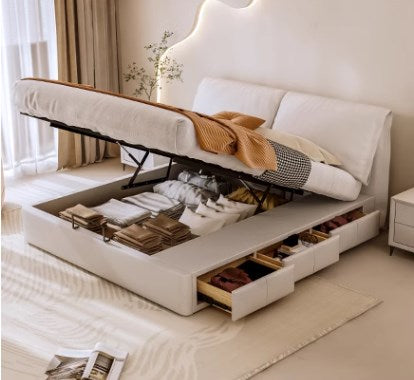 Modern Queen Size Bed with Pine Frame & Cotton Upholstered Headboard for Bedroom hmzsh-1269 Modern Queen Size Bed with Pine Frame & Cotton Upholstered Headboard for Bedroom hmzsh-1269