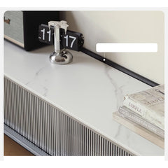 Sleek Oak Wood TV Stand with Marble Top - Modern Entertainment Center X167N01