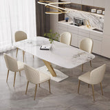 Luxurious Wooden Dining Table Rectangular Marble Top & X-Base for 6-8 Person jh-063
