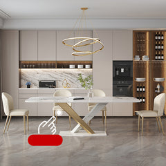 Luxurious Marble Dining Table - Durable Rectangular Design with Steel Pedestal jh-067
