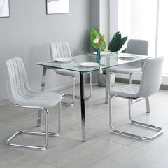 Light Grey Dining Chair with Silver Metal Legs (Set of 4)