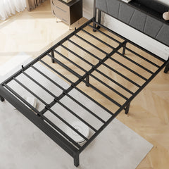Queen Bed Frame with Storage Headboard & USB Charging