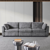 modular sofa grey chenille fabric, simple and grand, the seat and back is very soft. this is also a KNOCK DOWN sofa