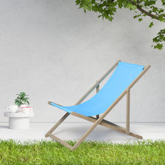 2-Piece Adjustable Wooden Beach Sling Chairs – Reclining & Portable