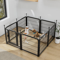 Heavy-Duty 24" Dog Playpen, Foldable 8-Panel Pet Exercise Fence for Indoor & Outdoor patio furniture
