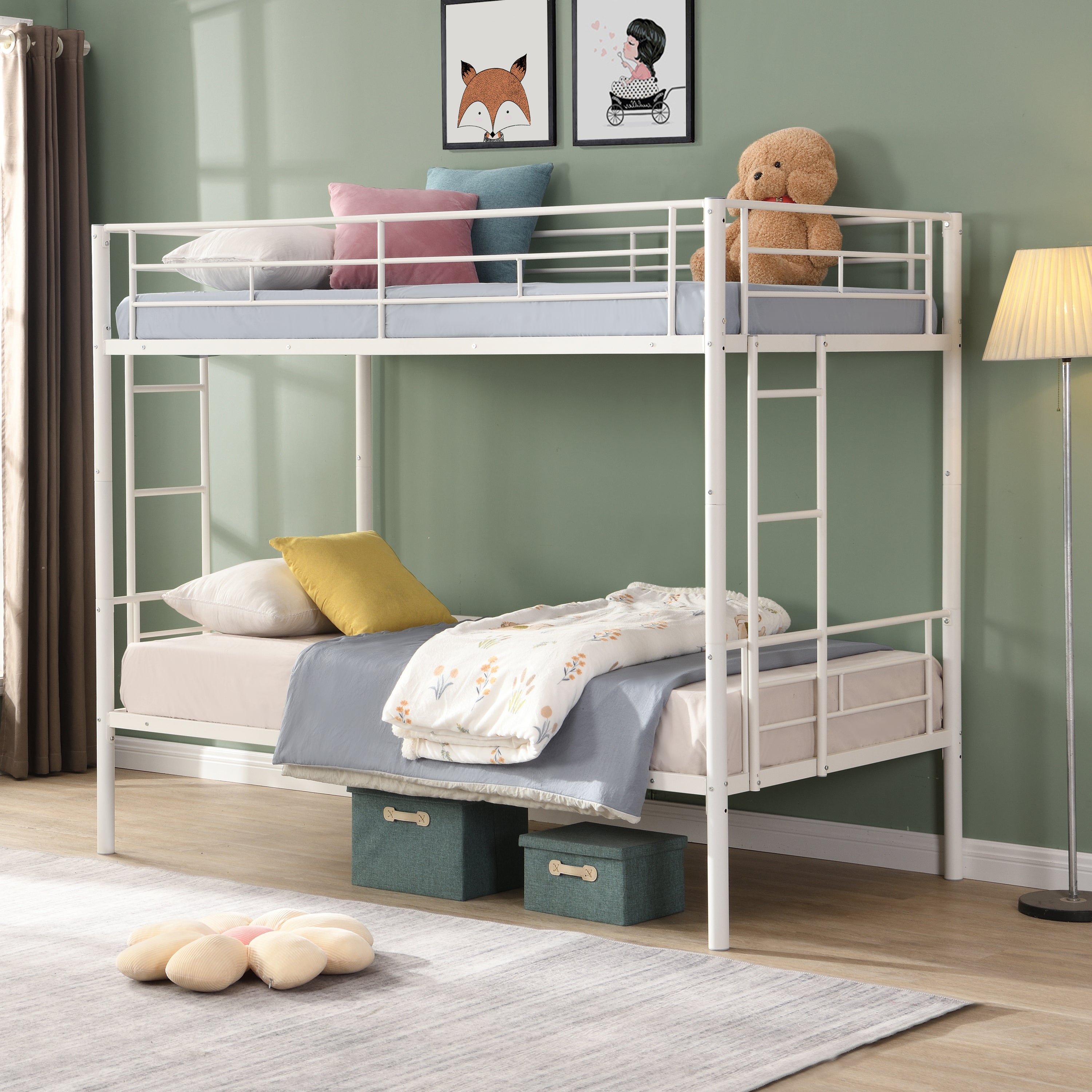 METAL BUNK BED  WHITE METAL BUNK BED  WHITE