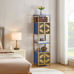 Tall Floor Storage Cabinet with Open & Closed Compartments
