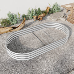 Oval Large Metal Raised Garden Bed for Plants & Vegetables - Silver