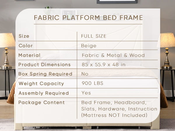 Full Upholstered Bed Frame with Storage Drawers & USB, Beige Full Upholstered Bed Frame with Storage Drawers & USB, Beige