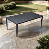 Outdoor Patio Aluminum Dining Table 40"x70" with Tapered Feet & Umbrella Hole, Ember Black