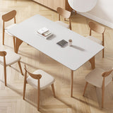 Modern Rectangular Ash Wood Dining Table with Marble Top for 6 People jh-060-na