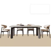 Minimalistic Rectangular Ash Wood Dining Table with Sintered Stone for 6-8 Persons fsm-309
