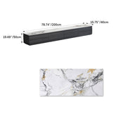 Stylish White Gloss TV Cabinet with Grey Matte Marble & Pine Wood Accents faml-699