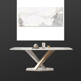 Luxurious Wooden Dining Table Rectangular Marble Top & X-Base for 6-8 Person jh-063